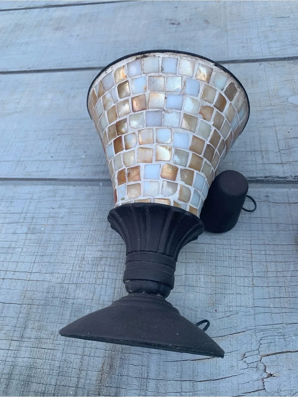 Outdoor Mosaic  Glass Tabletop Tiki Torch Lamp Citronella Oil Tabletop Torch